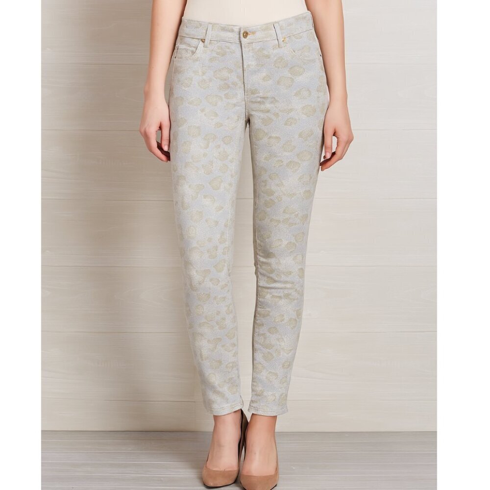 J. McLaughlin Women's Cream Snake Print Mid Rise Skinny Jeans size 2